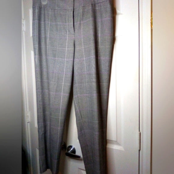 VINTAGE NINE WEST WOMEN'S HOUNDSOOTH PLAID DRESS SLACKS S 12 GREY WITH PURPLE &… - Picture 2 of 6
